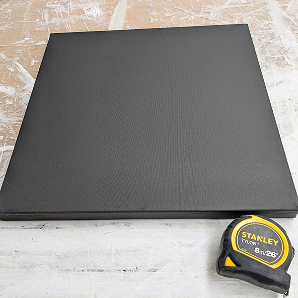 40cm x 40cm 25mm Deep Black Primed Canvas